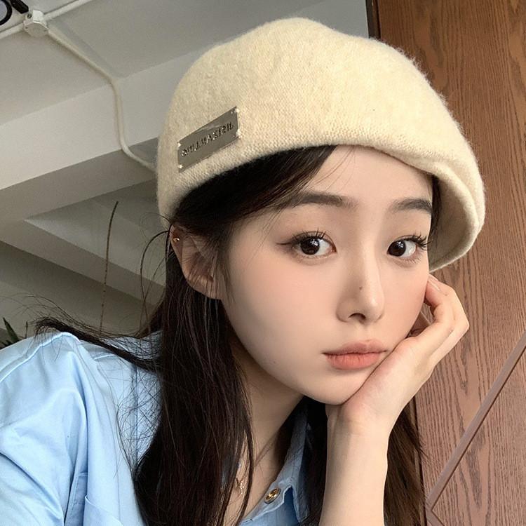 Однотонный зимний берет для женщин с классическим дизайном, утолщенная шапка, подарок