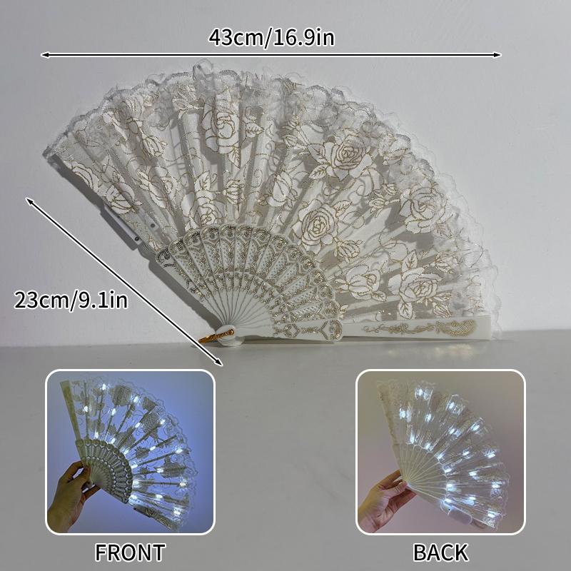 LED Wedding Hand Fans Dance Fan for Women Custom Wedding Fan Folding Hand Fan for Women Glow Fan Glow In Dark Abanicos Para Boda
