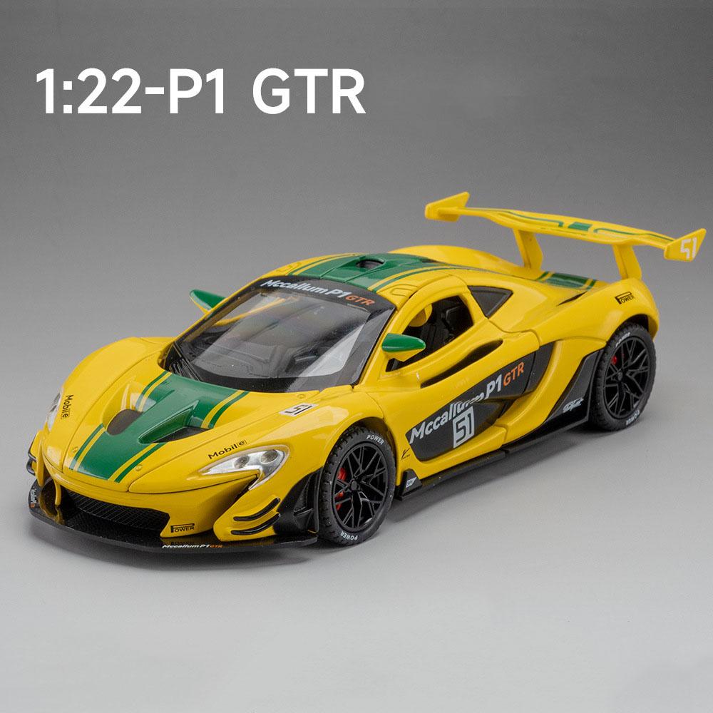 1:22 Scale V12GT P1 GTR Toy Car Model Alloy Diecast Sound Light Pull Back Vehicle Models for Child Best Birthday Gifts Souvenirs