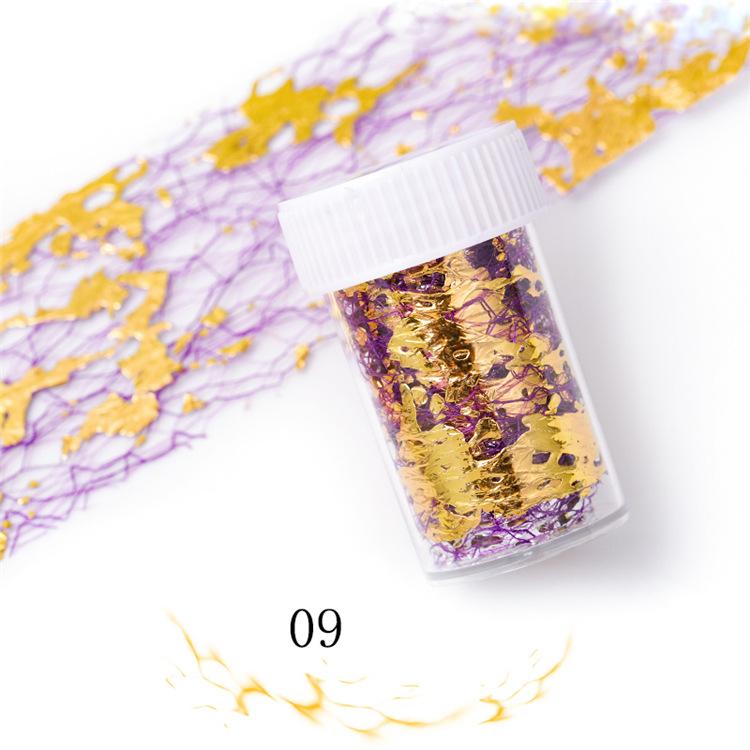 1 шт., 3D сетчатая наклейка для ногтей, золотистая, серебряная сетчатая лента на ногтях, голографический клей, шелковая фольга, украшения для дизайна ногтей, лаковые наклейки 4*50 см