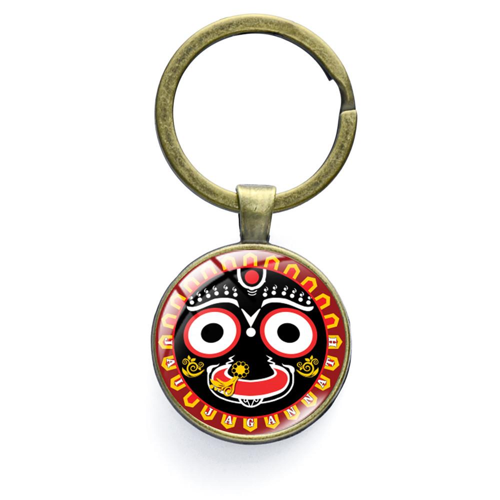 Брелок с изображением Джаганнатха Кришны, брелок с изображением мультфильма для женщин и мужчин, винтажный брелок с изображением лотоса, стекло, кабошон, религиозные украшения