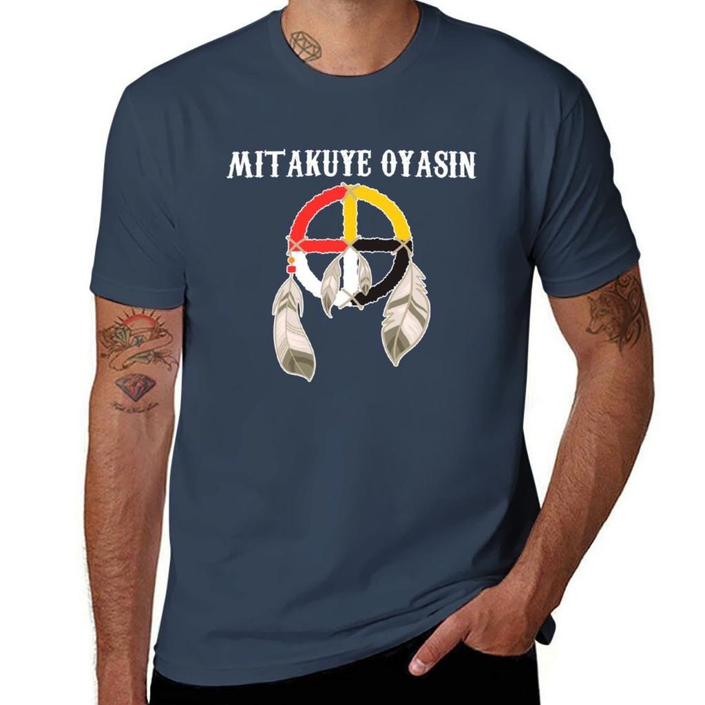 Mitakuye Oyasin Medicine Wheel Oglala Lakota Sioux Chief Tshirt Casual Simple Design Short Sleeve Shirt