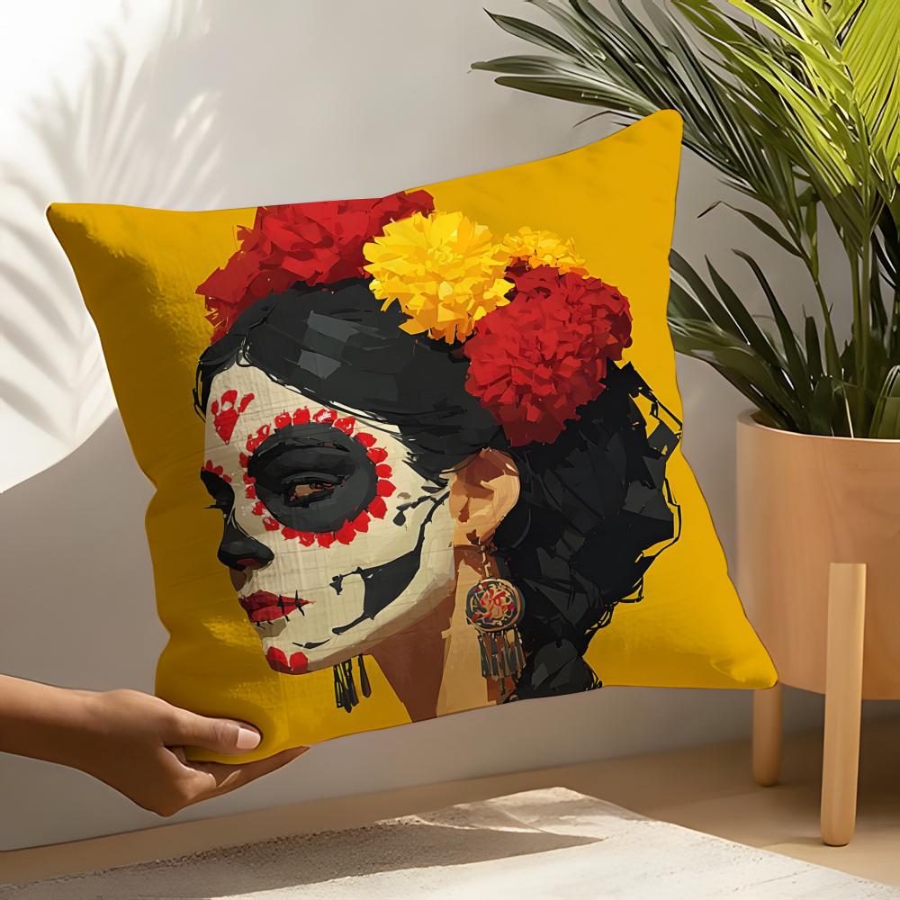 Festival Day of the Dead Art Pillow Case Linen Cushion Covers For Decorative Sofa Home Pillows Case Car Chair Pillows Cases