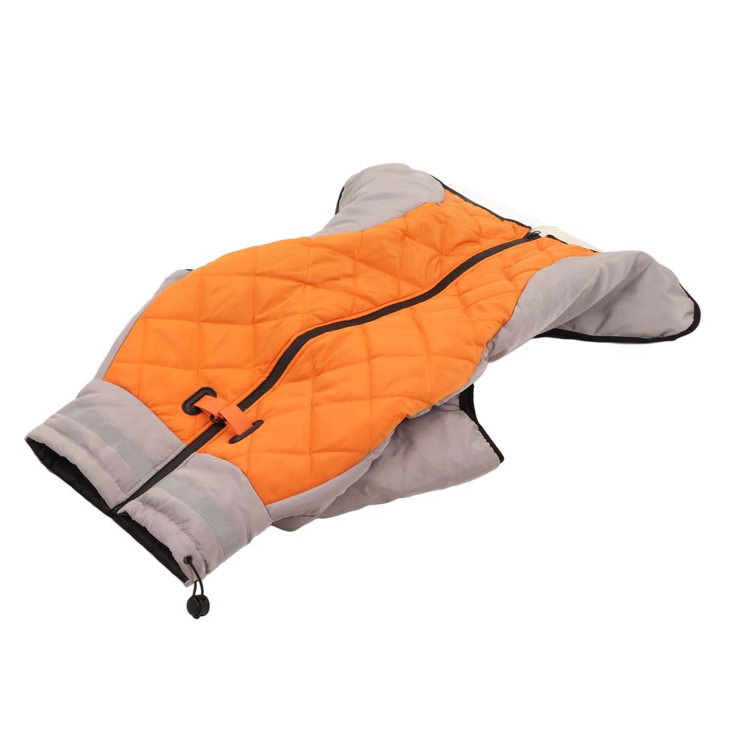 Reflective Turtleneck Dog Vest Thickening Warm Dog Cold Weather Jacket for Autumn Winter Grey Orange