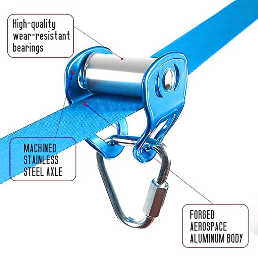 Slider Slackline Pulley Zipline Pulley Sliding Slackline Pulley Replacement Steel Slider Rope Pulley for Slackline