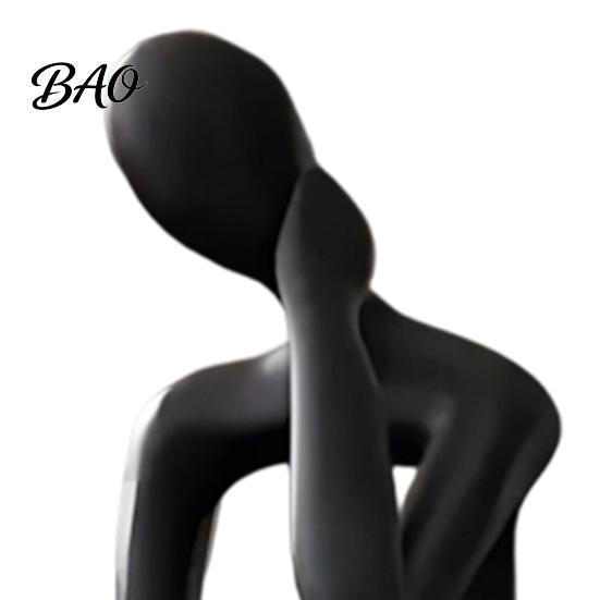 Contemporary Art Statue Abstract Thinker Statue, 3D Printed Reading Figurine, Modern Bookshelf Artistic Home Accessory Sculpture for Living