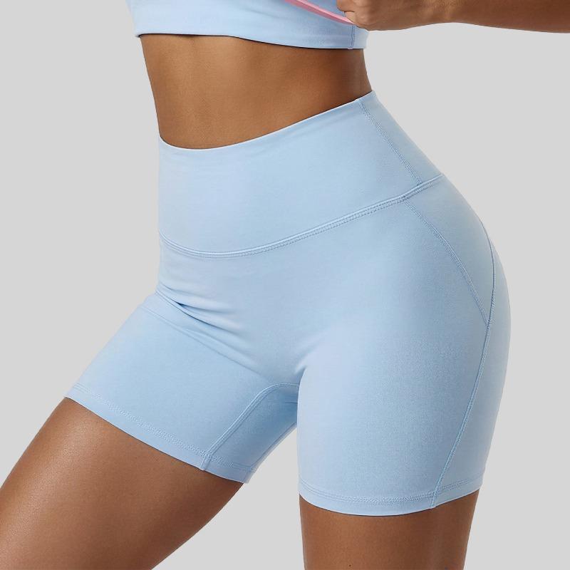 Women S High Waist Tummy Control Yoga Shorts Thin Sports Shorts With Hidden Back Pockets