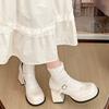 French Retro Thick Heel High Heels Women's 2025 New Spring and Autumn Versatile Skirt Mary Jane Light Mouth Small Leather Shoes