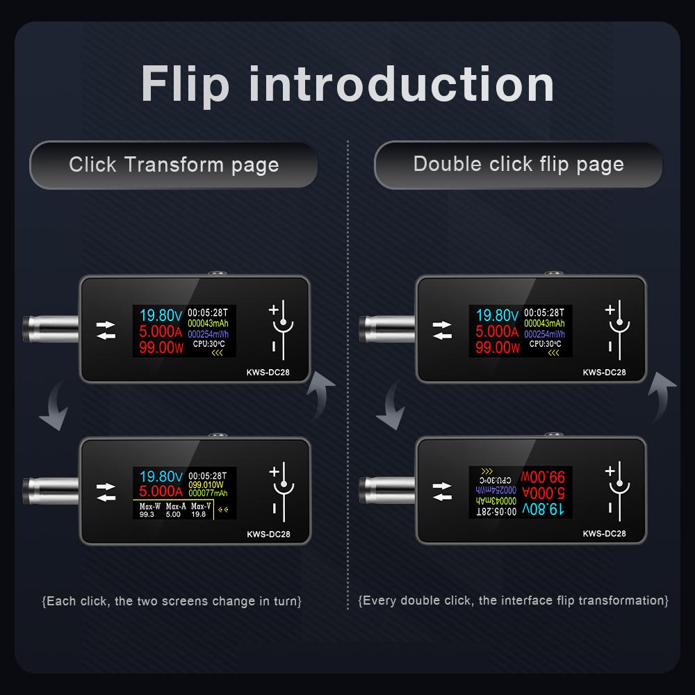 KWS-DC28 DC 4-30V 0-12A Тестер интерфейса измеритель напряжения тока Цифровой вольтметр Амперметр Детектор емкости аккумулятора PD