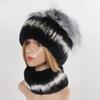 Горячая Распродажа Женские Зимние Комплекты Шапка и Шарф из Натурального Меха Кролика Рекс Теплые Настоящие Мех Чернобурки Мех Кролика Рекс Шапка Шарфы 2 Штуки