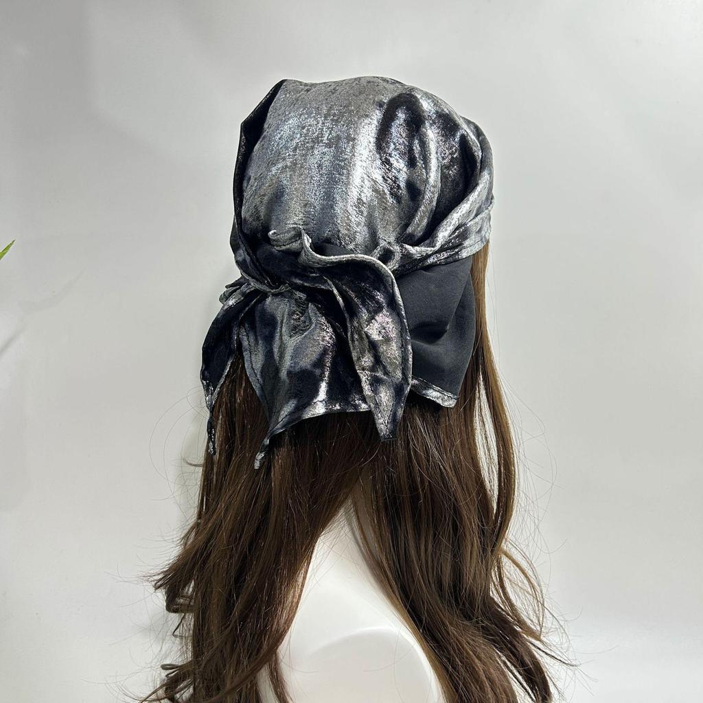 Жидкий Серебряный Леопардовый Принт Бандана - Y2K Ретро Шелковый Головной Платок