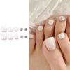 Накладные ногти на ногах, накладные ногти на ногах, белые короткие искусственные ногти, полное покрытие ногтей, маникюр, художественное украшение для женщин