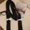Polka Dot Bow Wool Shawl Harajuku Long Narrow Scarves All-match Knitted Scarf  Streetwear