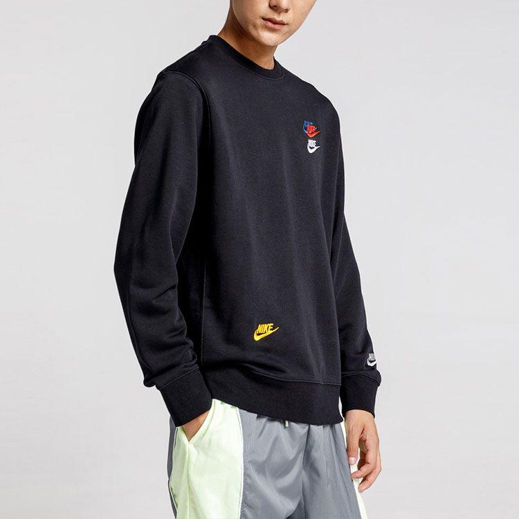 Nike Осенние вязаные пуловеры с круглым вырезом и вышивкой, черный, DJ6915-010