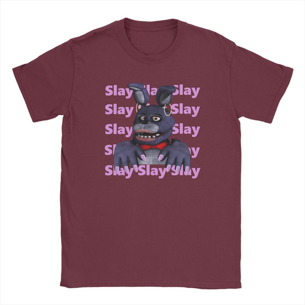 Мем Fnaf slay на месячных Мужские футболки FNAF At Freddys Футболка с коротким рукавом Круглый вырез Футболка Чистый хлопок Летняя одежда