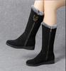Winter Snow Boots 2025 Thickened Women's Shoes Mid-calf Slope Heel Non-slip Warm Cotton Women Boots Side Zipper Platform Shoes