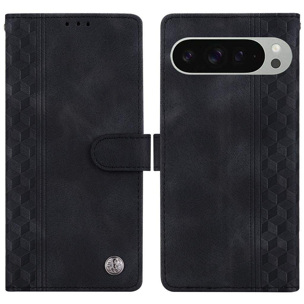For Google Pixel 9 Pro XL Leather Case Imprinted Checkered Pattern Wallet Stand Flip Phone Cover