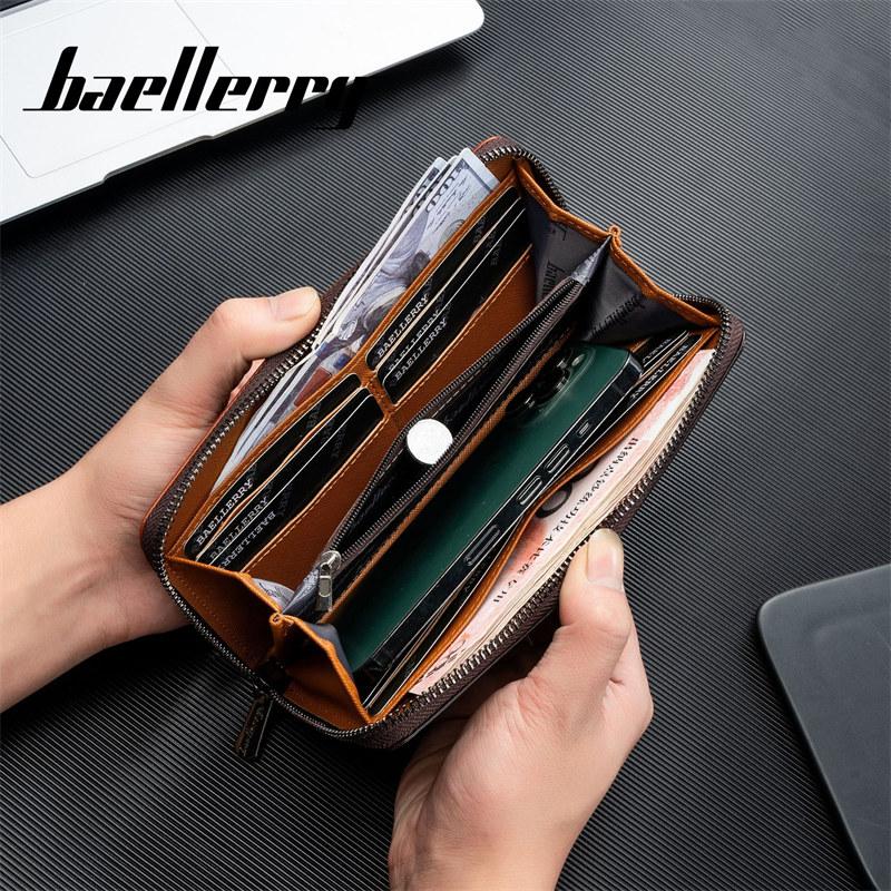 Baellerry Мужская Мода Длинные Кошельки Винтажный Дизайн Держатель для Карт Кошелек для Мужчины Мужские Сумки на Молнии