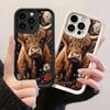 JT560 Винтажный рисунок шотландской коровы с цветами для iPhone 17 16 15 14 13 Pro Max Samsung S26 S25 Ultra A17 A07 A56 A16 Xiaomi 15T Redmi 15c 14 Мягкий чехол
