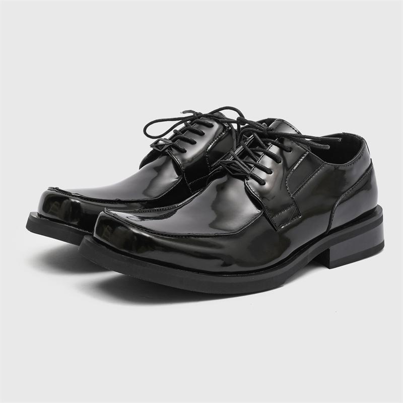 Туфли дерби с квадратным носком мужские однотонные черные коричневые деловые для работы молодежные повседневные формальные туфли
