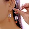 Spooky Ghost And Pumpkin Pendant Earrings With Electroplated Finish For Halloween