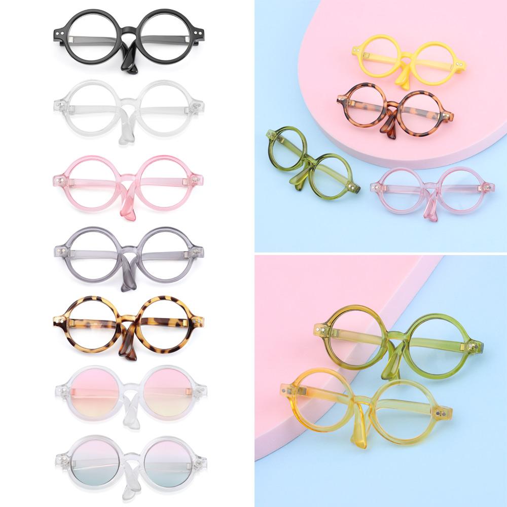 Round Frame Candy Color Toys Eyewear Clear Lens Eyeglasses Plush Doll Miniature Doll Glasses