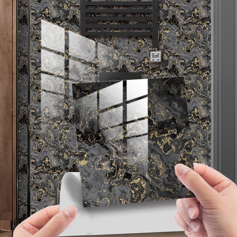 10pcs/set Bathroom PVC Fake Marble Tile Sticker Crystal Wall Sticker Self-adhesive