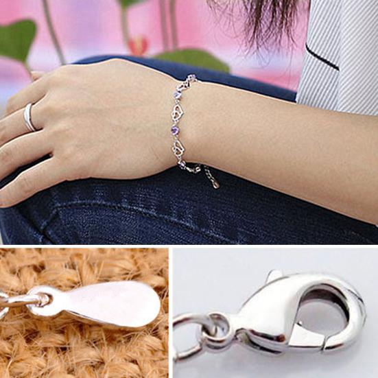 Shining Hollow Women Bracelet Plating Heart-shaped Purple Rhinestone Bracelet Jewelry Accessory