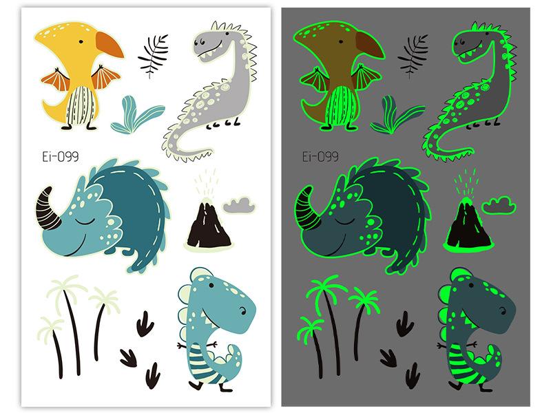 Новые светящиеся наклейки-тату динозавра, детские забавные светящиеся наклейки с героями мультфильмов, наклейки-татуировки