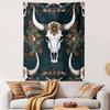 Boho Floral Bull Skull Design Patterned Tapestry Home Decor, Suitable for Bedroom and Living Room, Gift
