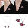 1 Set Crow Brooch with Matching Pendant Necklace Neck Jewelry Redness Zircon Designing for Anime Lovers and Trendsetters
