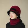 Шляпа Женская Осень и Зима Шерстяная Шляпа Шляпа Мамы Уличная Защита Велосипеда Теплая для Ушей Вязаная Шапка для Пожилой Женщины