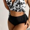 European American Plus Size Print Backless Swimsuit Women's Bikini Set 2025