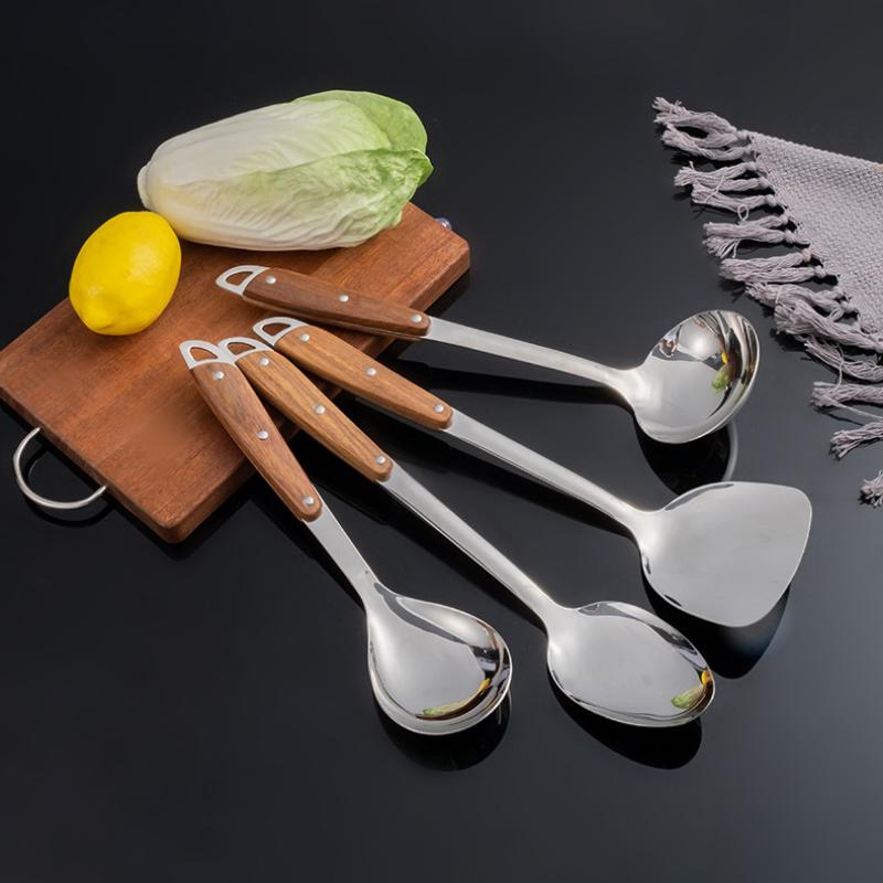 HANYANG, новинка 304, деревянная ручка, лопатка для жарки из нержавеющей стали, кухонные принадлежности, изоляционная лопатка из грушевого дерева, кухонная ложка