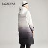 JAZZEVAR Женский длинный утолщенный пуховик, зимнее новое свободное контрастное пальто с капюшоном