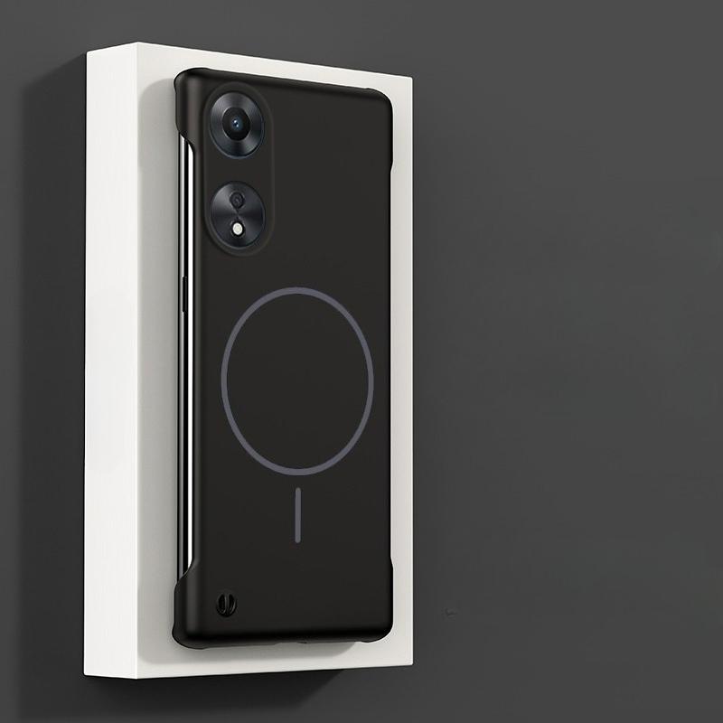 Ультратонкий безрамочный магнитный чехол для OPPO A1 A98 A58 4G A55 A54 A18 A38 A17 A17K Magsafe Жесткий ПК Матовый чехол-накладка Funda