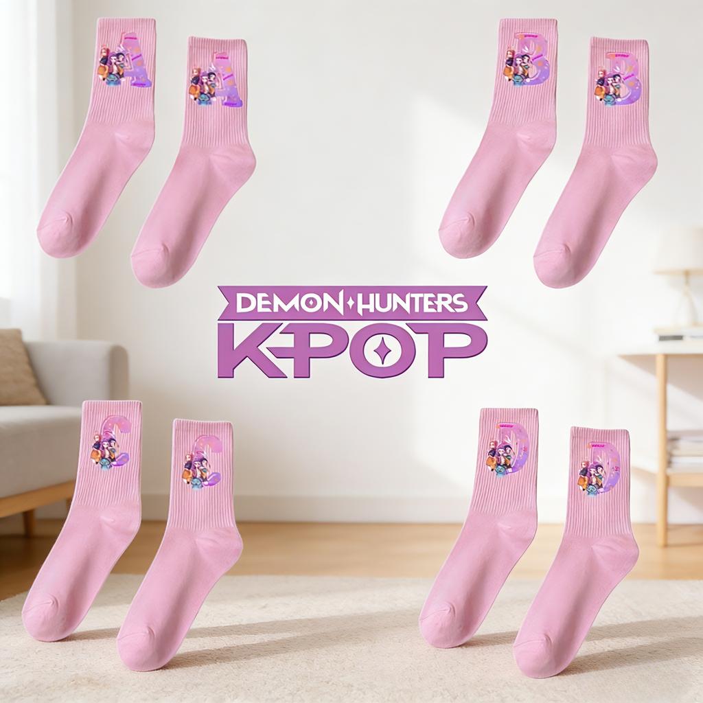 Kpop Охотники на демонов Носки с буквами от A до Z Мягкие Толстые Теплые Студенческие Для уличного спорта В холодное время года Тепло Носки до середины голени Для девочек Подарок на день рождения