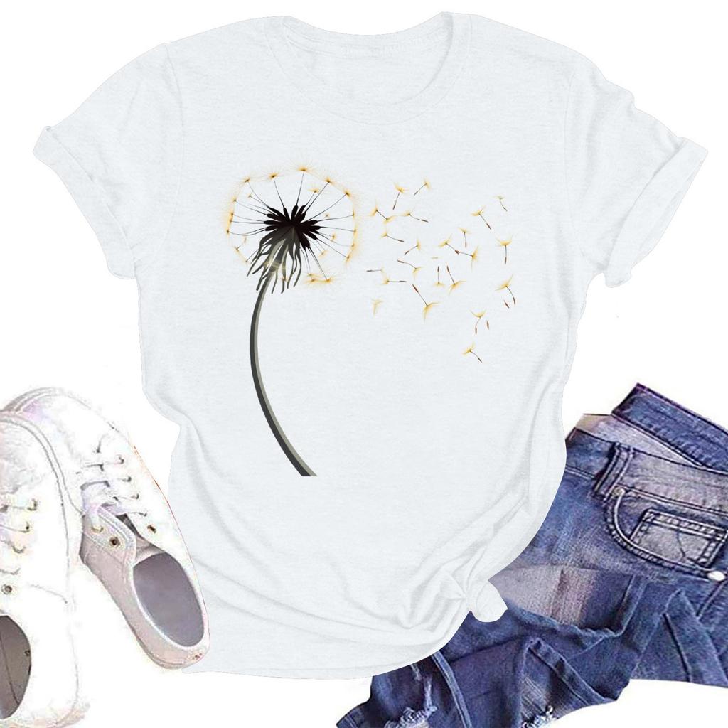 Женская повседневная свободная футболка с принтом, круглый вырез, пуловер, короткий рукав, топ