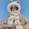 Женский зимний комплект из плюшевой шапки и шарфа с лисьими ушками - толстая, теплая защита ушей для езды на велосипеде