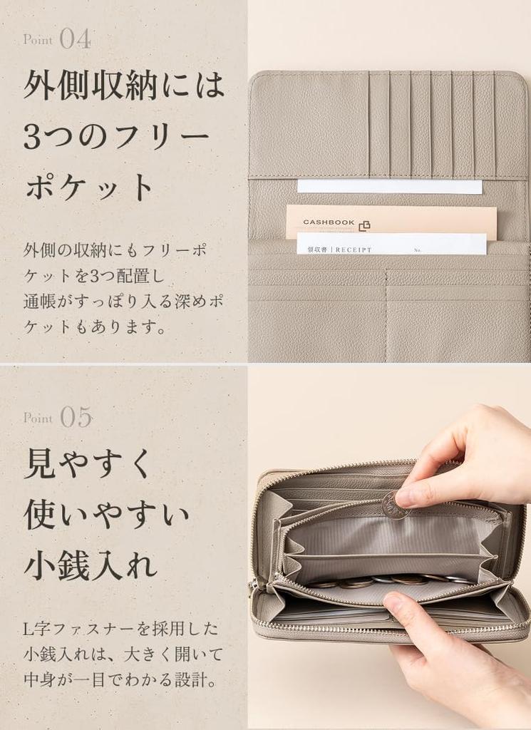 [LIB] Double-Zip Long Wallet with Water-Repellent Genuine Cowhide Leather, Unisex, Large Capacity, Holds 25 Cards and Passbook, YKK Zipper (Black