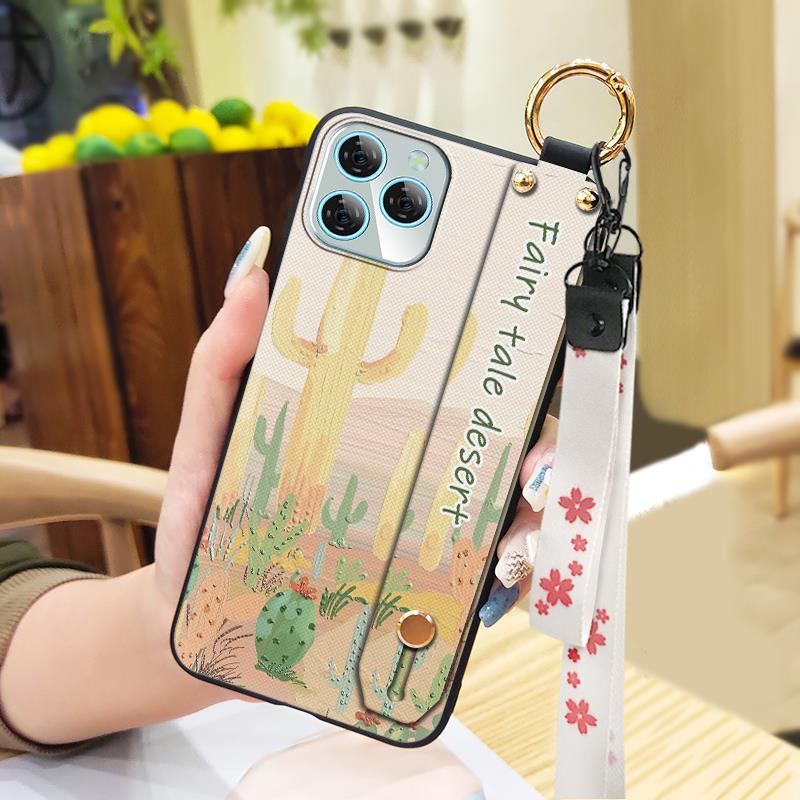 Soft case Oil Painting Phone Case For Blackview A95 Dirt-resistant Anti-dust Anti-knock Lanyard Flower Kickstand Durable