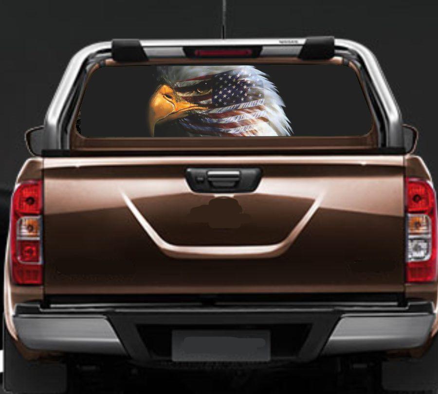 Suv Waterproof Eagle American Flag Rear Window Sticker Decal 135*36Cm Universal