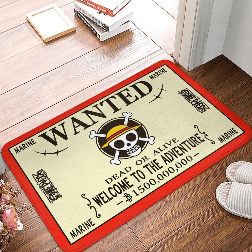 Anime One Piece Front Door Mat Anti-Slip Outdoor Absorbent Straw Hat Pirates Luffy Doormat Garden Garage Entrance Rug Carpet