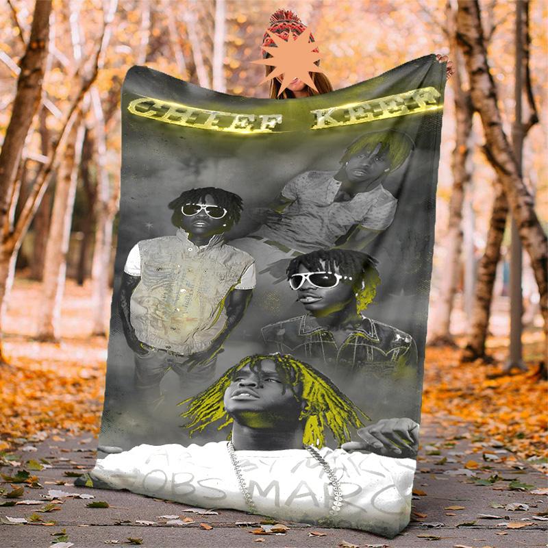 Chief Keef Flannel Blanket Soft Warm All-Season Throw, Design for Camping, Car Travel, Hiking Sofa, Bed, Office Perfect Gift for Parties