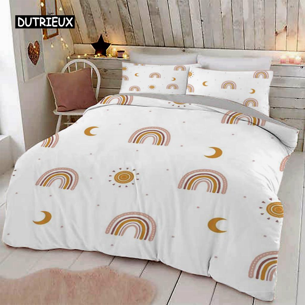Trendy Pastel Colors Rainbow Bedding Set Baby Kids Duvet Cover 150x210 135x200 With Pillowcases And Zipper