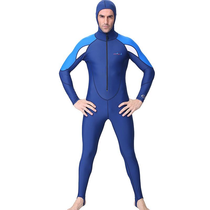 Mens Full Body Hooded UV Protection Wetsuit Snorkeling Surfing Diving Quick Dry Waterproof Rash Guard