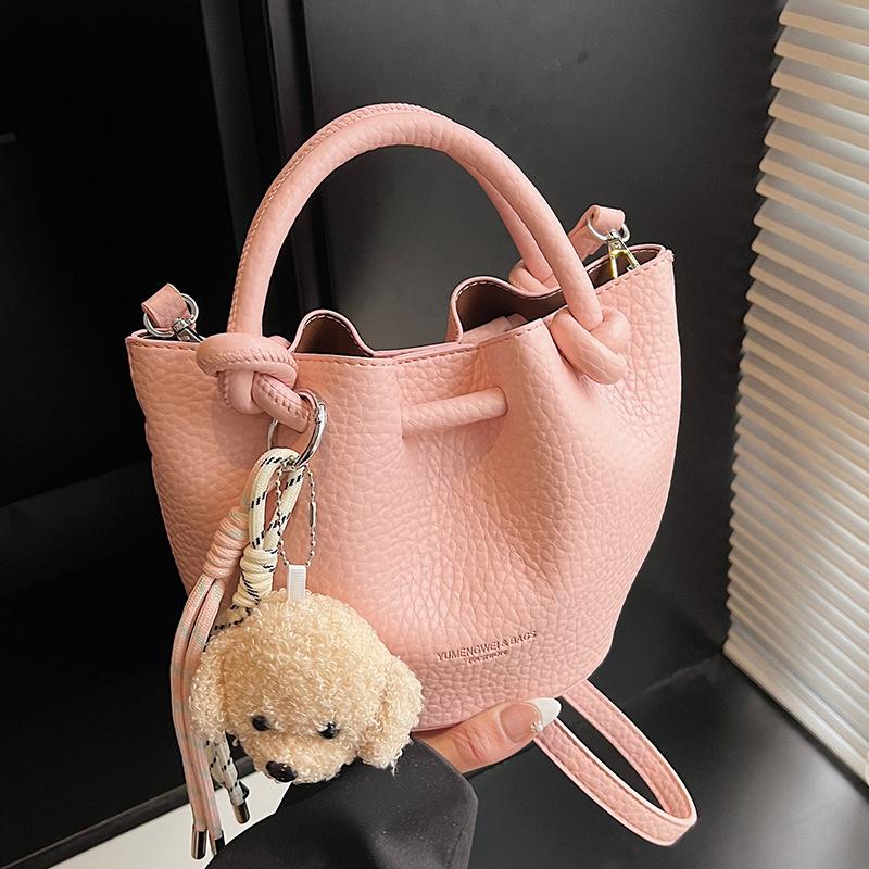 2025 New Simple Lychee Pattern Portable Vegetable Basket Bag Exquisite Versatile Fashion Commuter Messenger Mother Bag Women