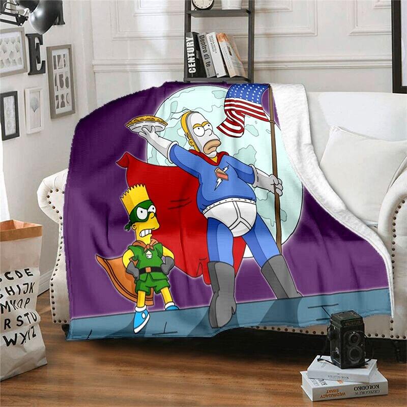 S-Симпсон Мягкий Плюшевый Диван-кровать Покрывало Мультяшное Современное Фланелевое Покрытие Одеяла Печатное Покрывало на Одеяло Подарок Пледы для Пикника
