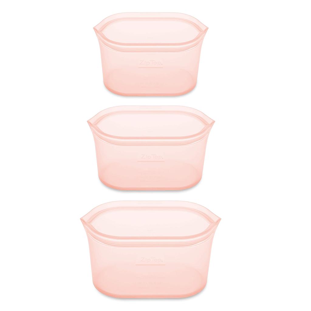 Zip Top Silicone Silicone Bag Storage Container Japanese Dish Set of 3 Microwave Cooking Dishwasher Safe Peach ZipTop [Genuine Product]