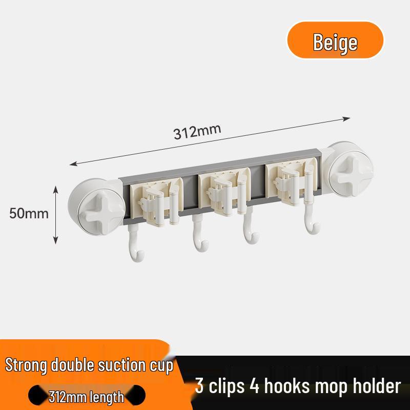 Настенный держатель для швабры и метлы на присосках - Без сверления, Роскошное хранение